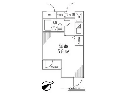 DOM登戸(ワンルーム/3階)の間取り写真