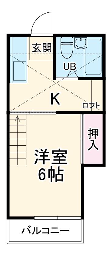 サンシャインⅠ(1K/2階)の間取り写真