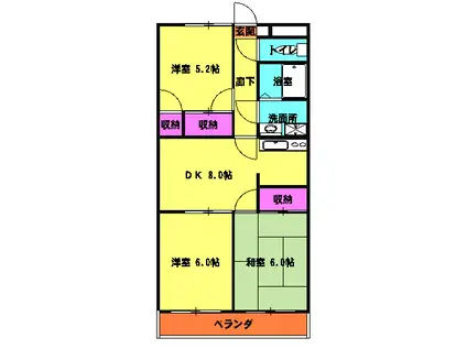 ハートピアAKI(3DK/3階)の間取り写真