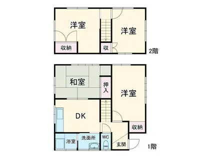 東海道本線 浜松駅 バス乗車時間:15分 船越バス停で下車 徒歩5分 2階建 築49年(4DK)の間取り写真