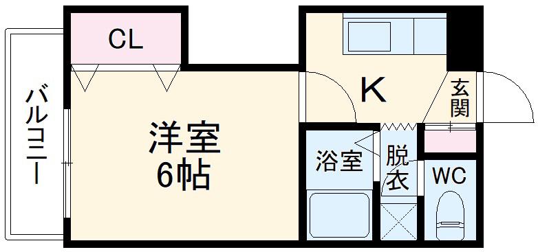 フォレストグローブ(1K/3階)の間取り写真