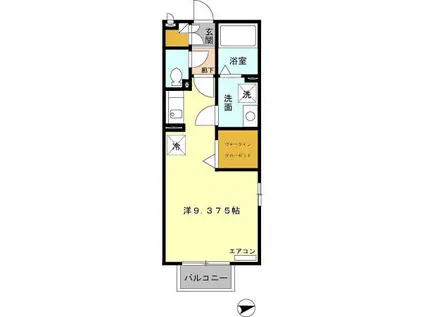 バードウィング(ワンルーム/2階)の間取り写真