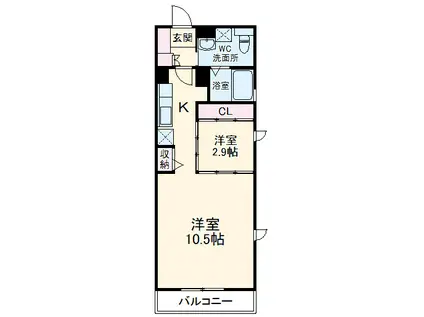 ガーデン・ガーデン(1LDK/1階)の間取り写真