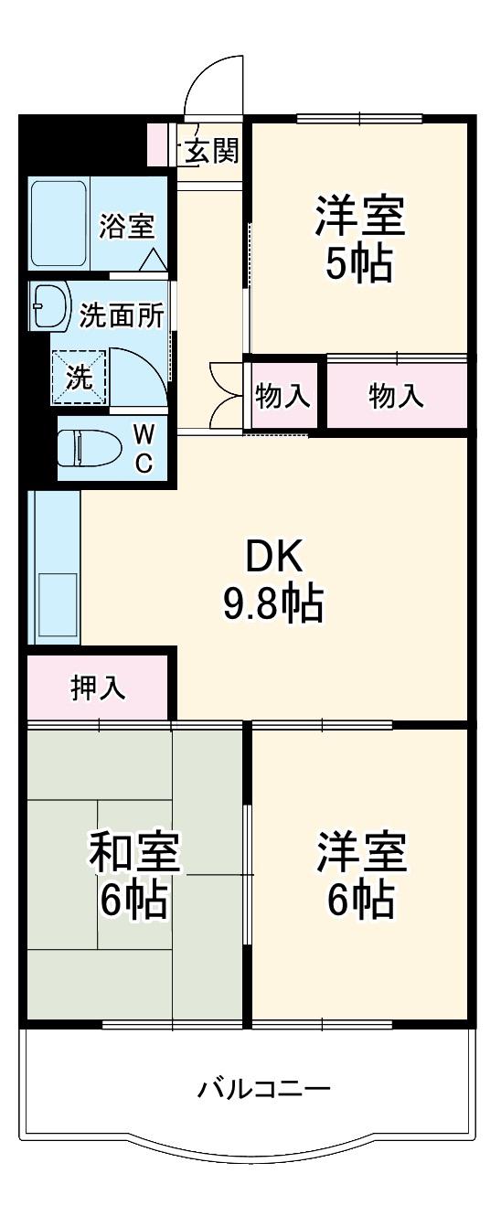 メゾン二村Ⅲ(3DK/2階)の間取り写真