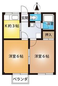 朝日コーポB(2K/2階)の間取り写真