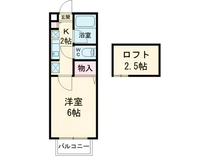パークフロント谷中B棟(1K/1階)の間取り写真