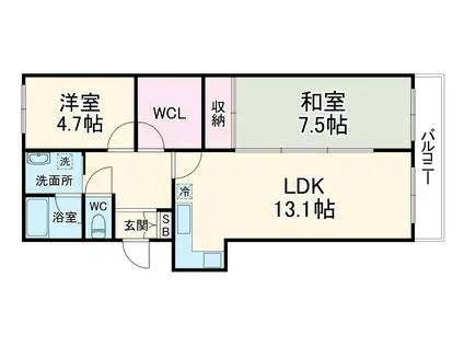 パインクリークガーデン(2SLDK/2階)の間取り写真