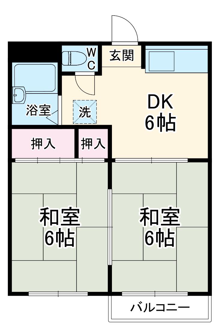 ユニメント佐藤(2DK/1階)の間取り写真