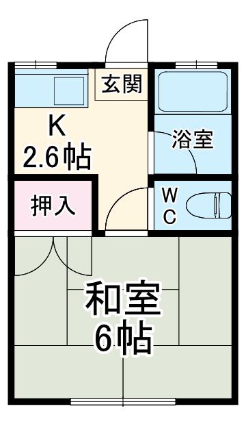 當麻ハイツ(1K/2階)の間取り写真