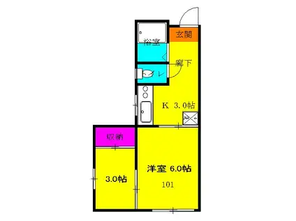コーポTAKAHASHI(1SK/1階)の間取り写真