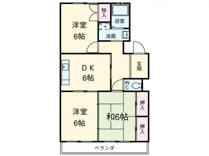 サンライズベル(3DK/4階)の間取り写真