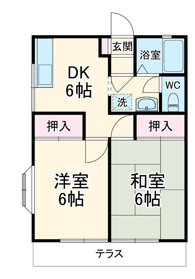 アゼリアハイム(2DK/1階)の間取り写真