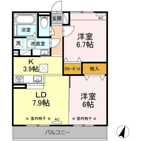 GRACE GARDEN(2LDK/1階)の間取り写真