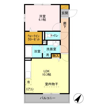SKYルームⅢ(1LDK/3階)の間取り写真