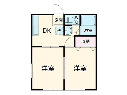 イーストブルー大原(2DK/2階)の間取り写真