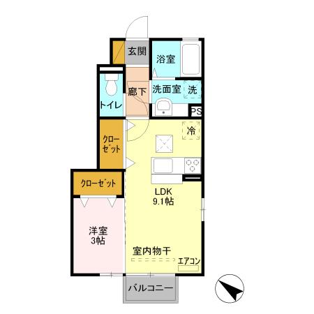 グランシャリオ2(1LDK/1階)の間取り写真