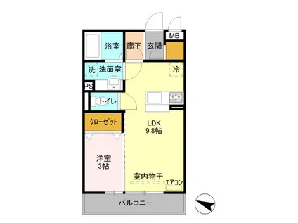 フローラ(1LDK/2階)の間取り写真