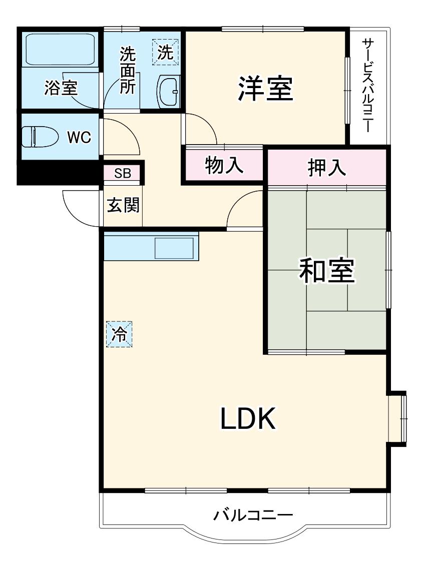 高崎線 籠原駅 徒歩9分 4階建 築25年(2LDK/2階)の間取り写真
