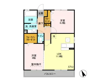 グランフォート(2LDK/1階)の間取り写真