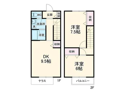 レピュート岡部A(2DK)の間取り写真