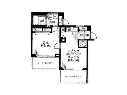 アボリアスハウス笹塚(1LDK/3階)の間取り写真