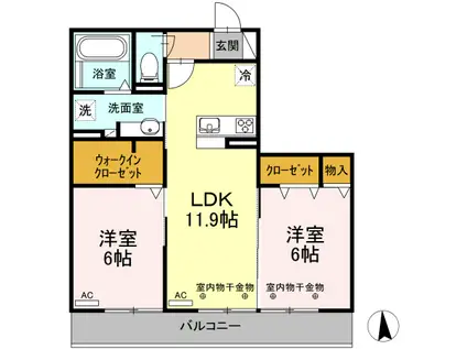 メゾンレーヴ(2LDK/1階)の間取り写真