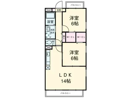 ラスターハイツⅡ(2LDK/3階)の間取り写真