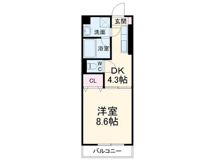 TS-MINDⅡ(1DK/1階)の間取り写真