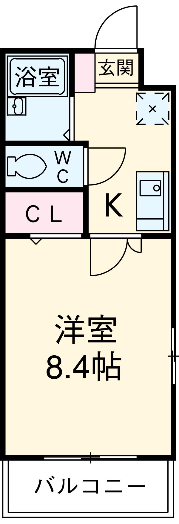 プリミエール日高(1K/2階)の間取り写真