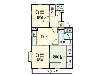 フラターナルヒルズ(3DK/4階)の間取り写真