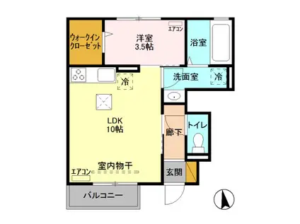 エトワールムーン(1LDK/1階)の間取り写真