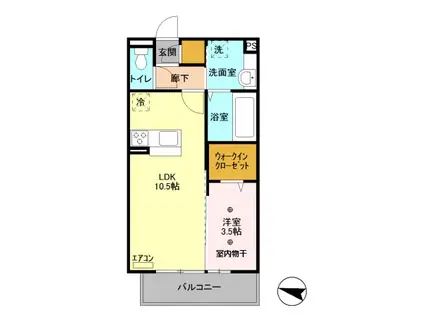 レフィナード末広(1LDK/2階)の間取り写真