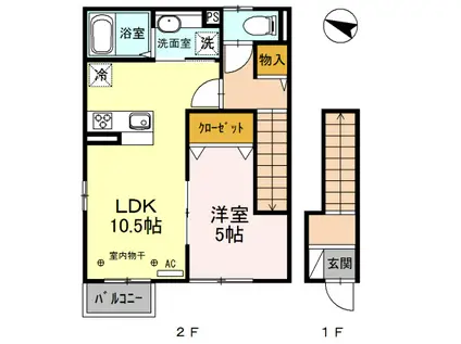 ガーデンコート(1LDK/2階)の間取り写真