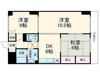 サンライトマンションⅢ 西棟(3LDK/2階)の間取り写真