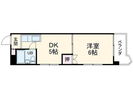 ビラ三秀中山(1DK/5階)の間取り写真