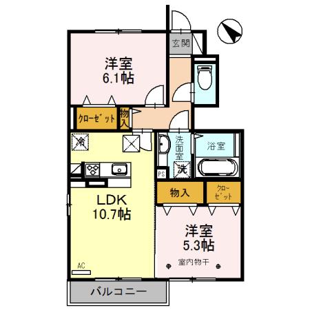 ラ・ピーノ 6(2LDK/1階)の間取り写真