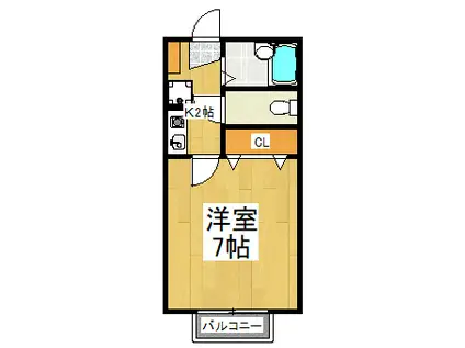 メゾンK(1K/2階)の間取り写真