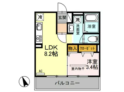 デルソーレ(1LDK/2階)の間取り写真