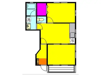セルシオール B棟(2DK/1階)の間取り写真
