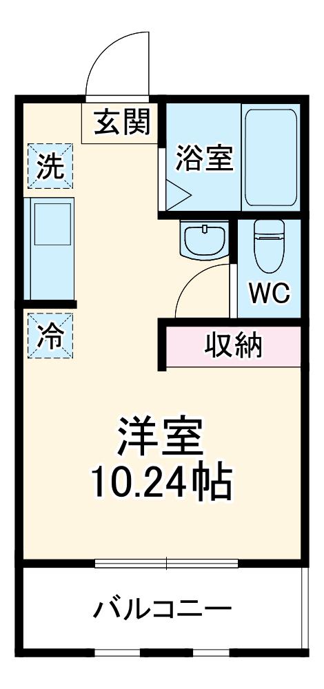 セントポーリア(1K/1階)の間取り写真