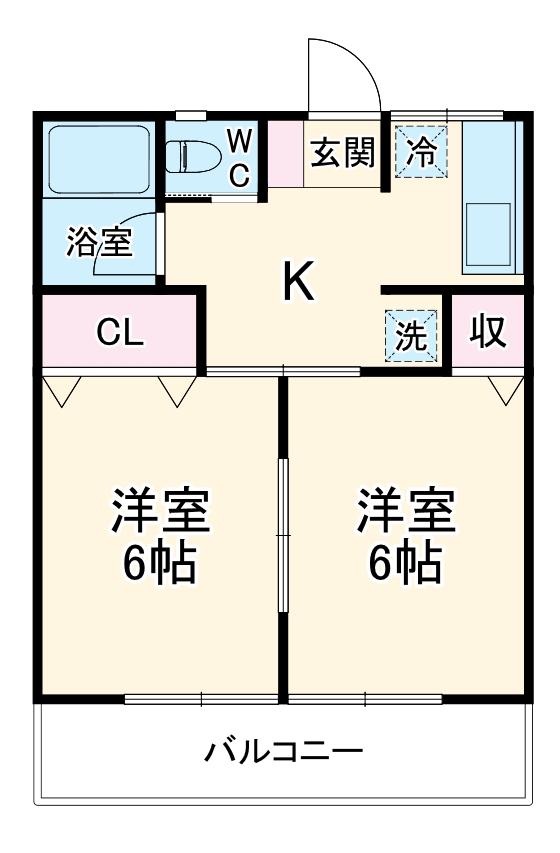 妻沼ハイツ(2K/3階)の間取り写真