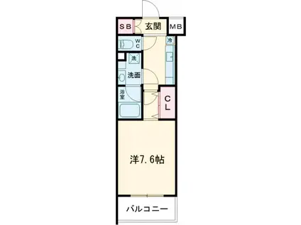 PREMIUM CUBE 世田谷♯MO(1K/4階)の間取り写真