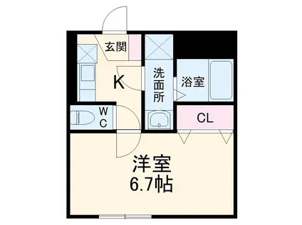 プレシャス熊谷(1K/2階)の間取り写真