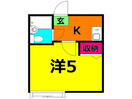 パティオ中川(1K/2階)の間取り写真