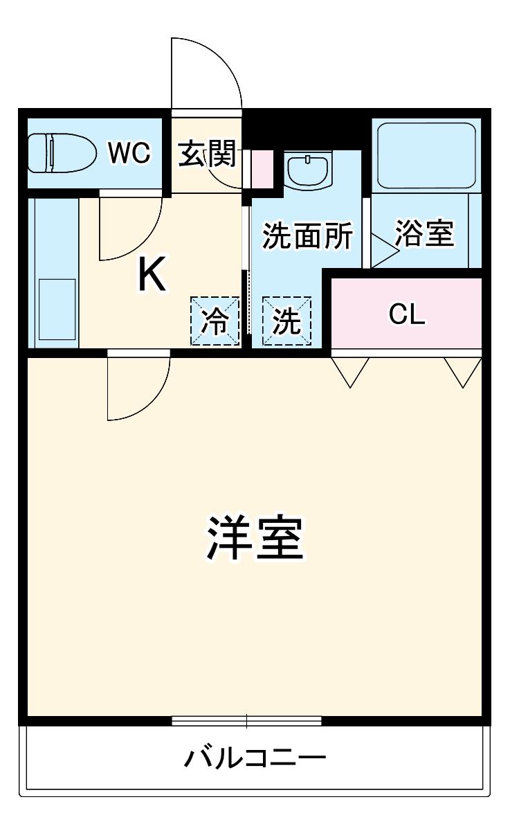 アンプルールリーブル悠Ⅰ(1K/1階)の間取り写真
