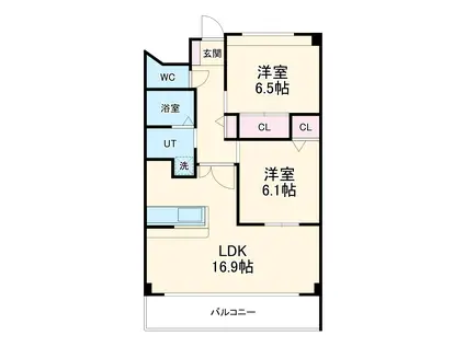 ラ・ミノールⅡ(2LDK/2階)の間取り写真