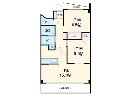 ラ・ミノールⅡ(2LDK/3階)の間取り写真