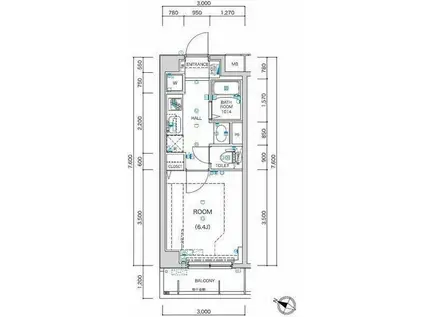 レヴィーガ練馬春日町駅前(1K/3階)の間取り写真