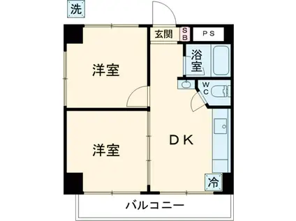 スタジオ・スクエア洗足(2DK/4階)の間取り写真