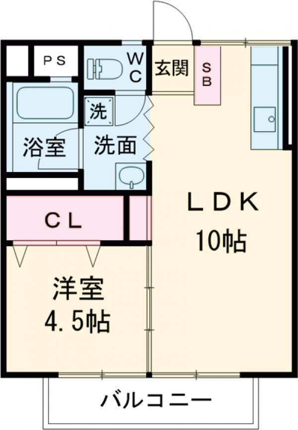 アズミハイツ(1LDK/1階)の間取り写真